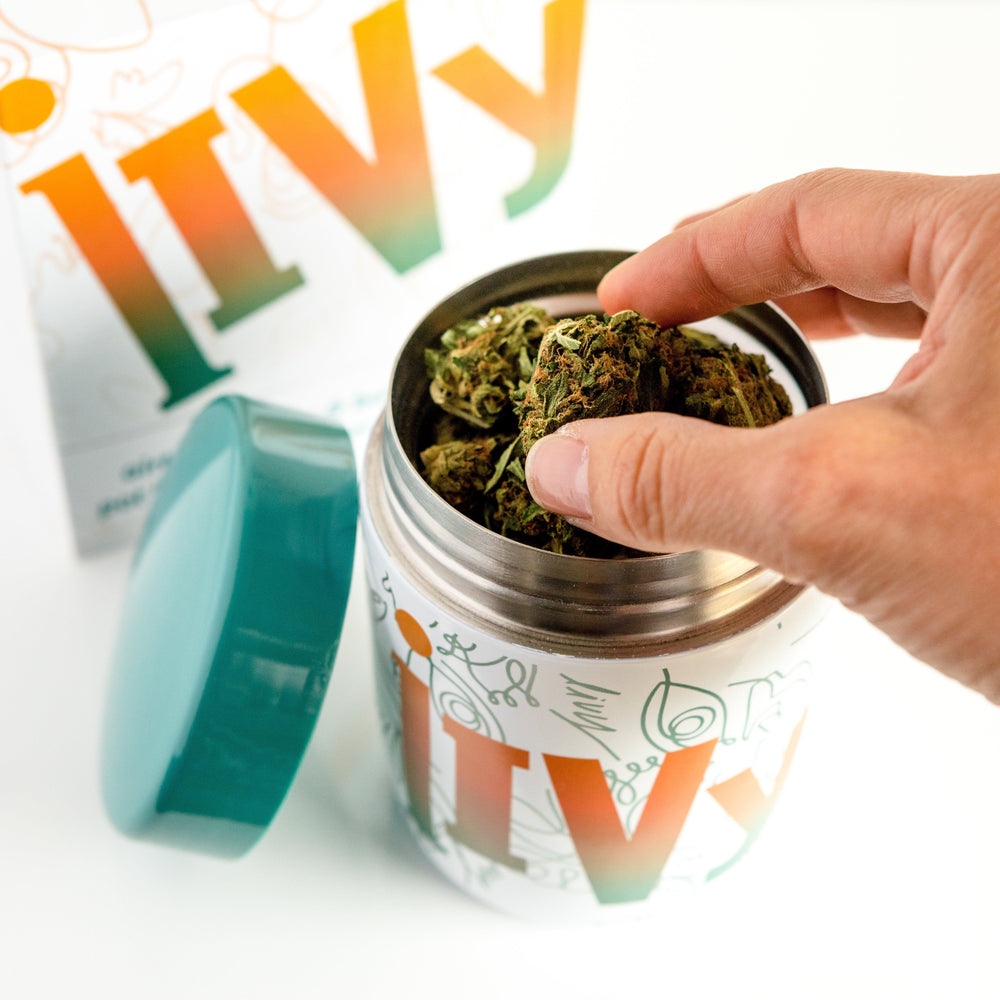 iivy marijuana weed accessories canister white filled